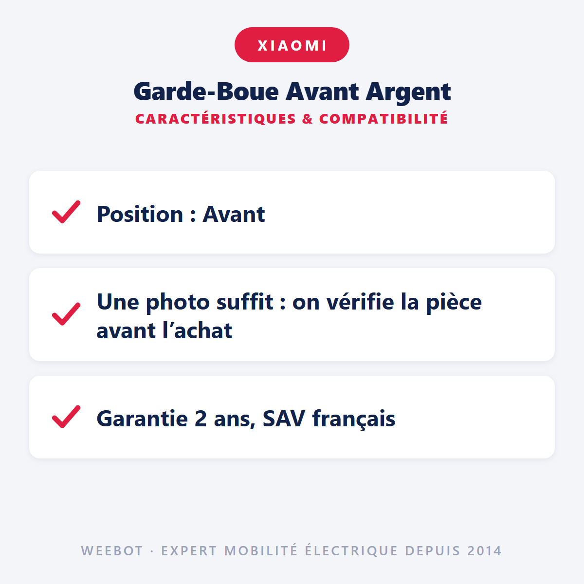 Garde-Boue Avant Argent : caractéristiques et compatibilité