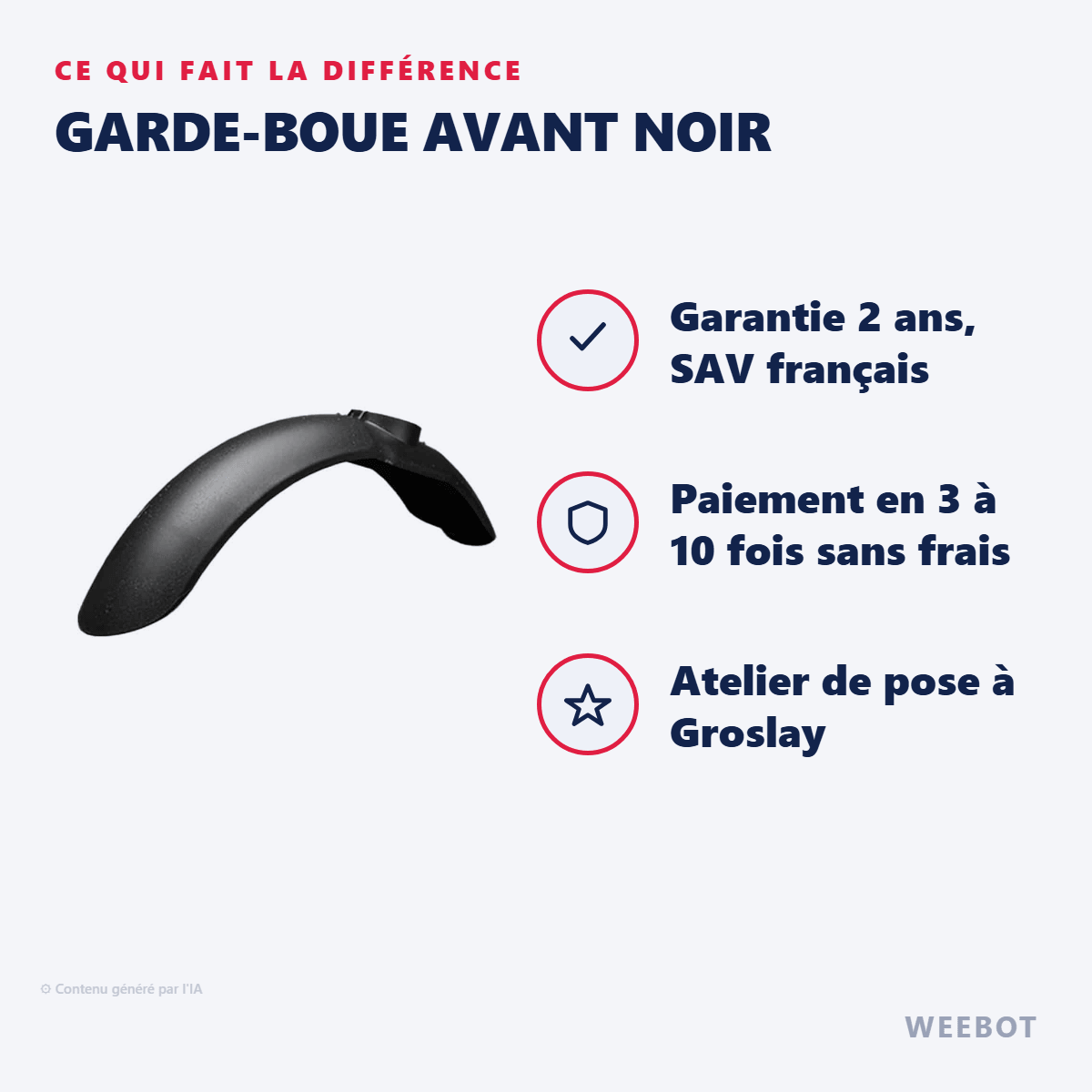 Garde-boue avant Noir pour Trottinette Électrique Xiaomi M365 & M365 Pro - Weebot