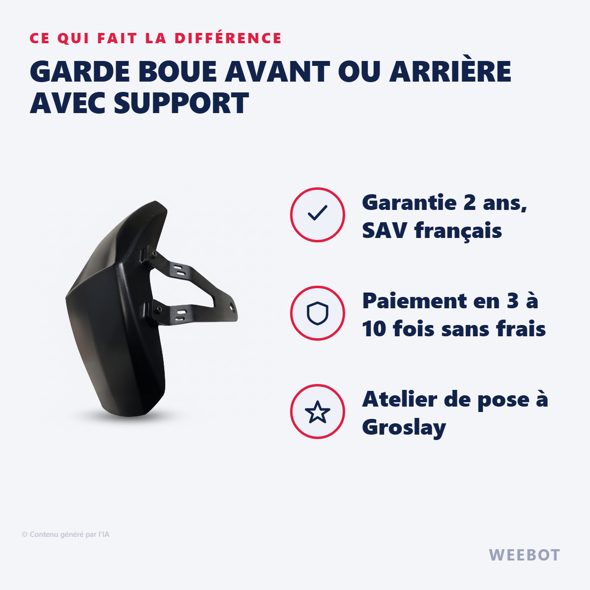 Garde Boue Avant ou Arrière Avec Support : les points forts