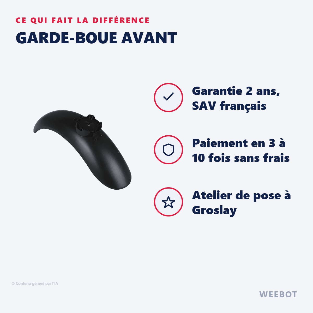 Garde-boue avant pour Trottinette Électrique Ninebot Série F et D - Weebot