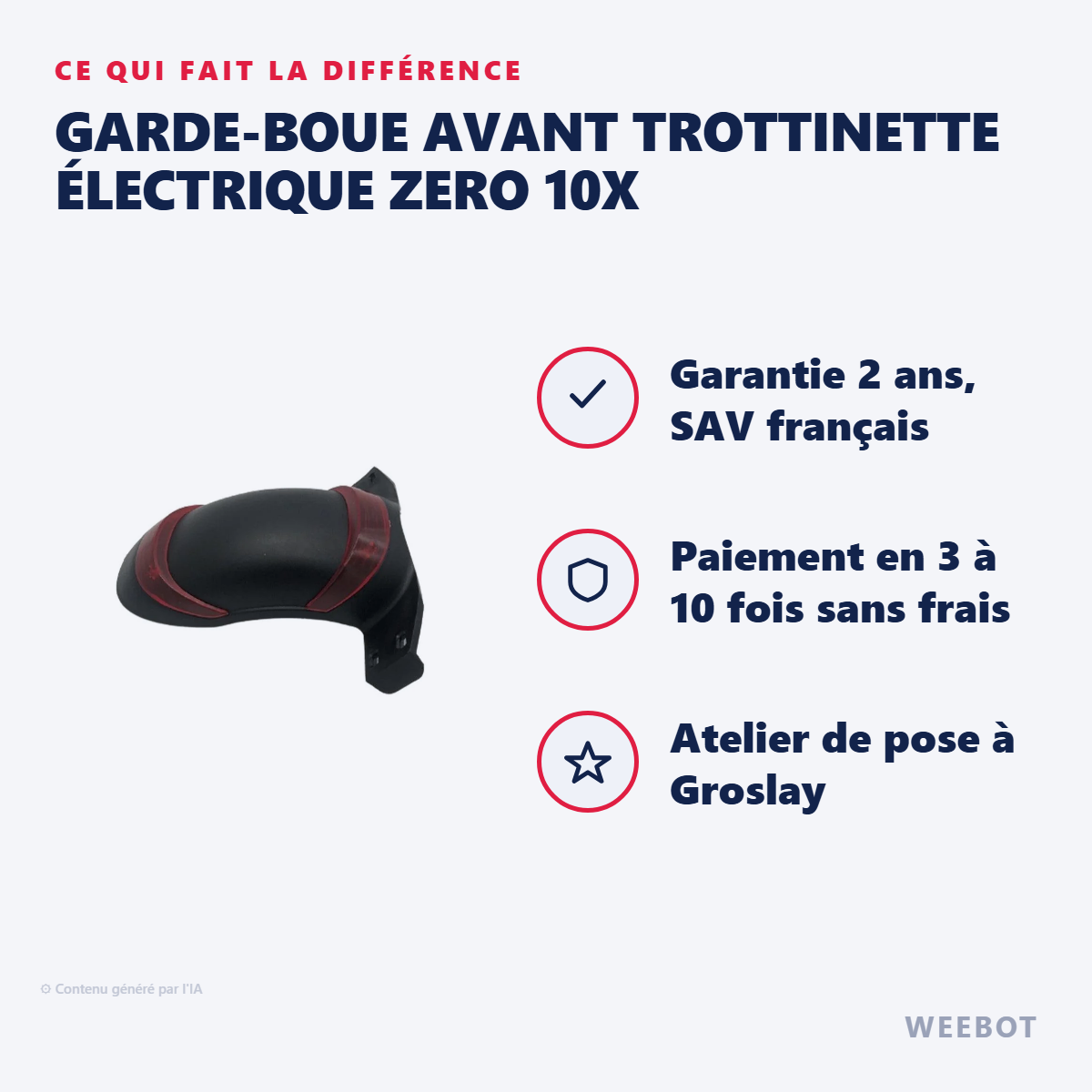 Garde-Boue Avant Trottinette Électrique Zero 10X : les points forts
