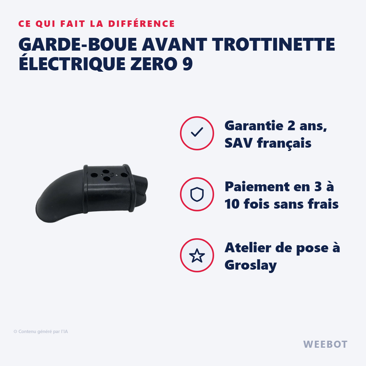 Garde-Boue Avant Trottinette Électrique Zero 9 : les points forts