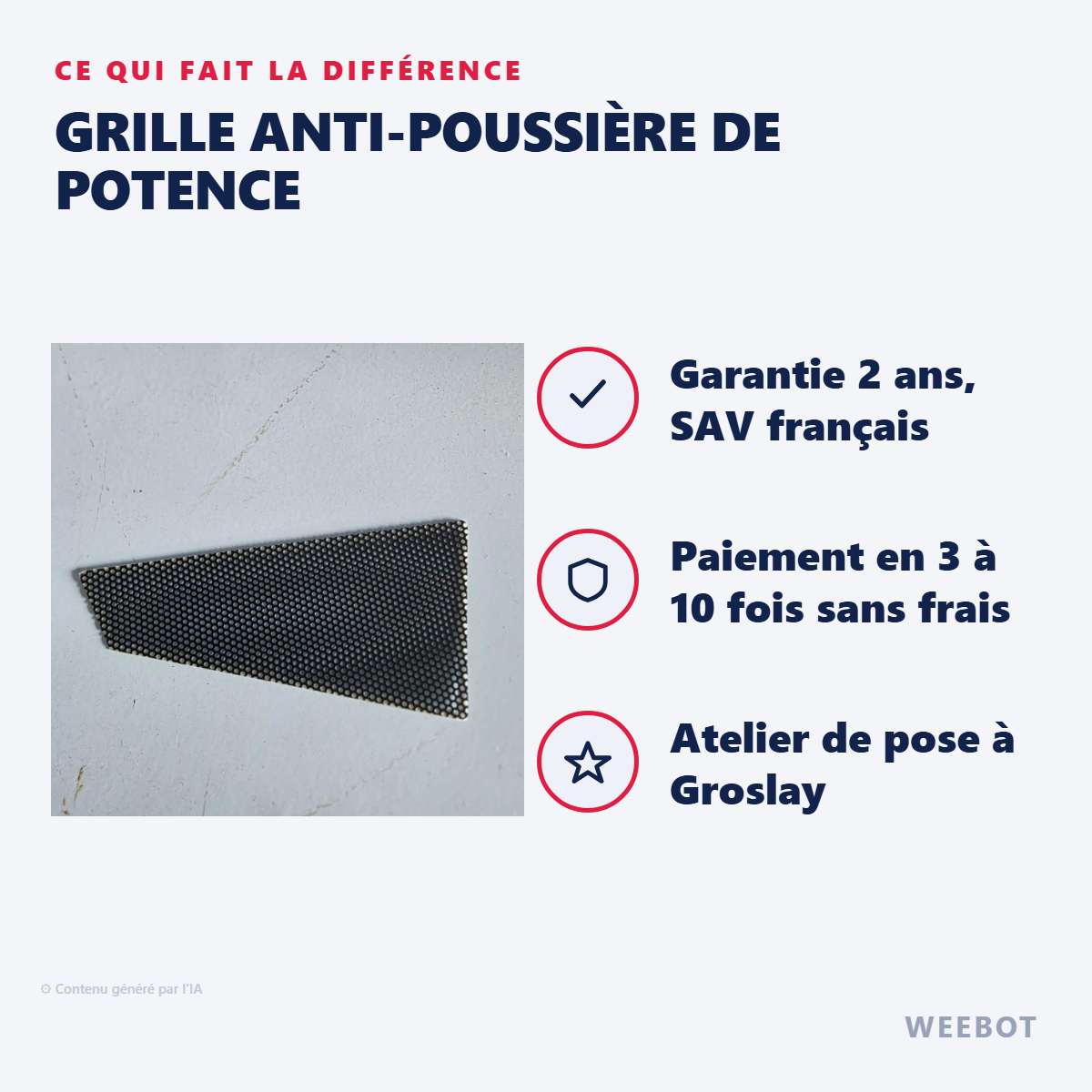 Grille Anti-Poussière de Potence : les points forts