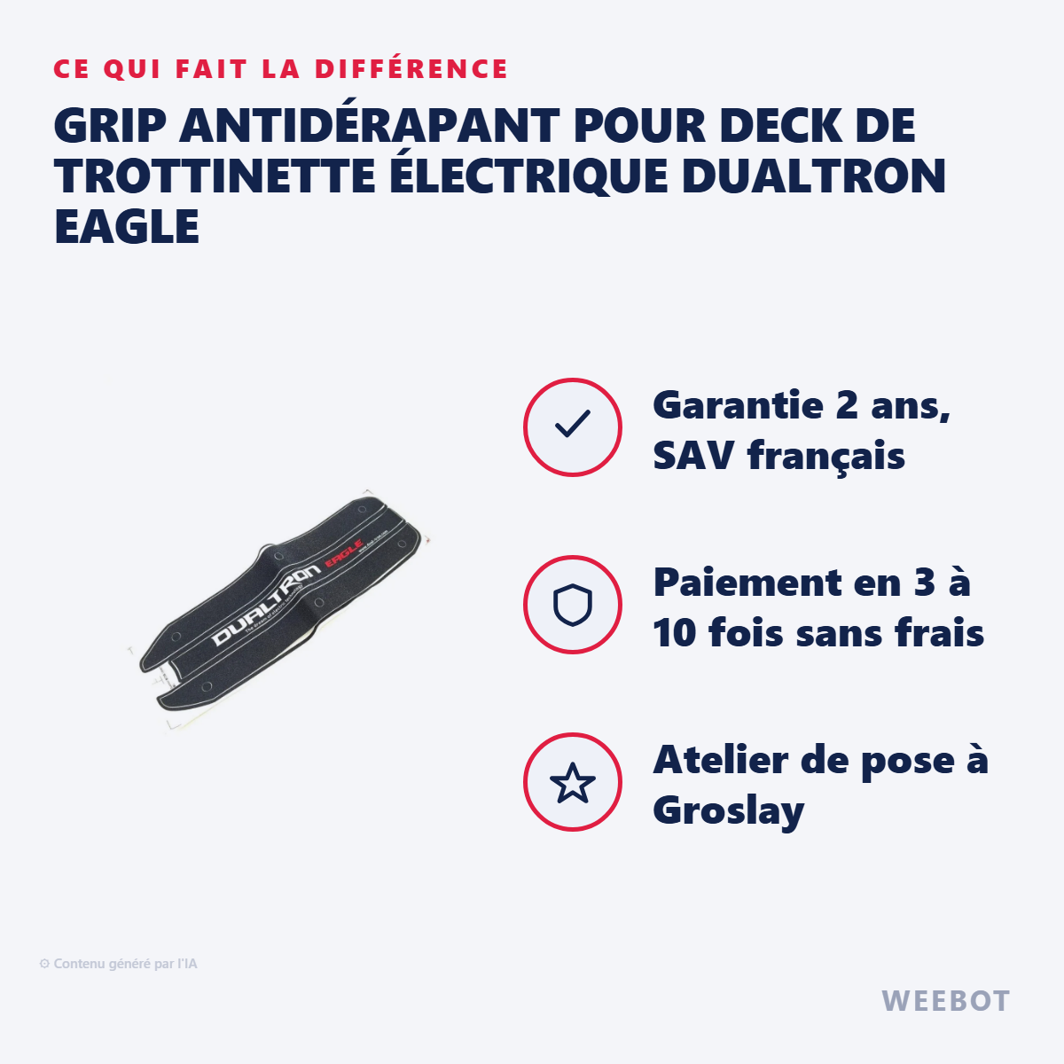 Grip Antidérapant pour Deck de Trottinette Électrique Dualtron Eagle : les points forts