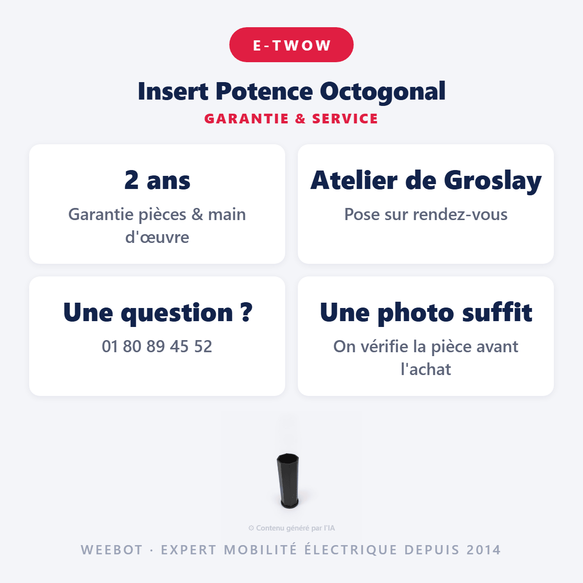 Insert Potence Octogonal pour Trottinette Electrique E-Twow - Weebot
