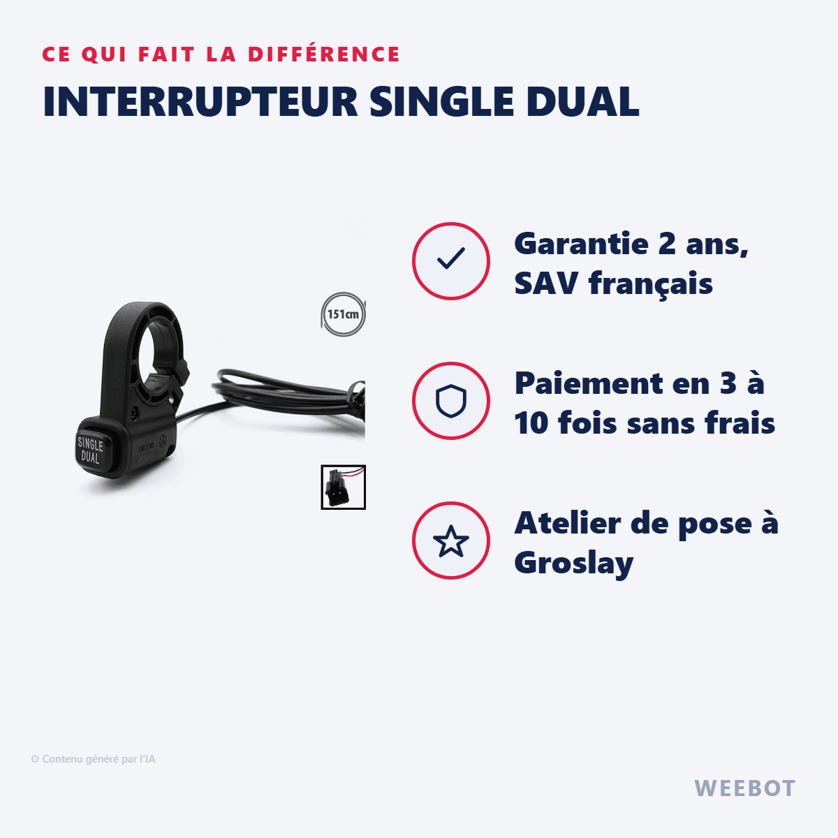 Interrupteur Single Dual pour Trottinette Électrique Dualtron Victor Ltd Achilleus 2023 - Weebot