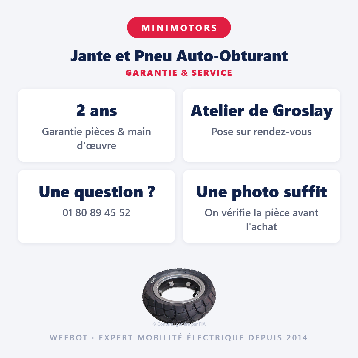 Jante et Pneu Auto-Obturant : garantie 2 ans et service après-vente
