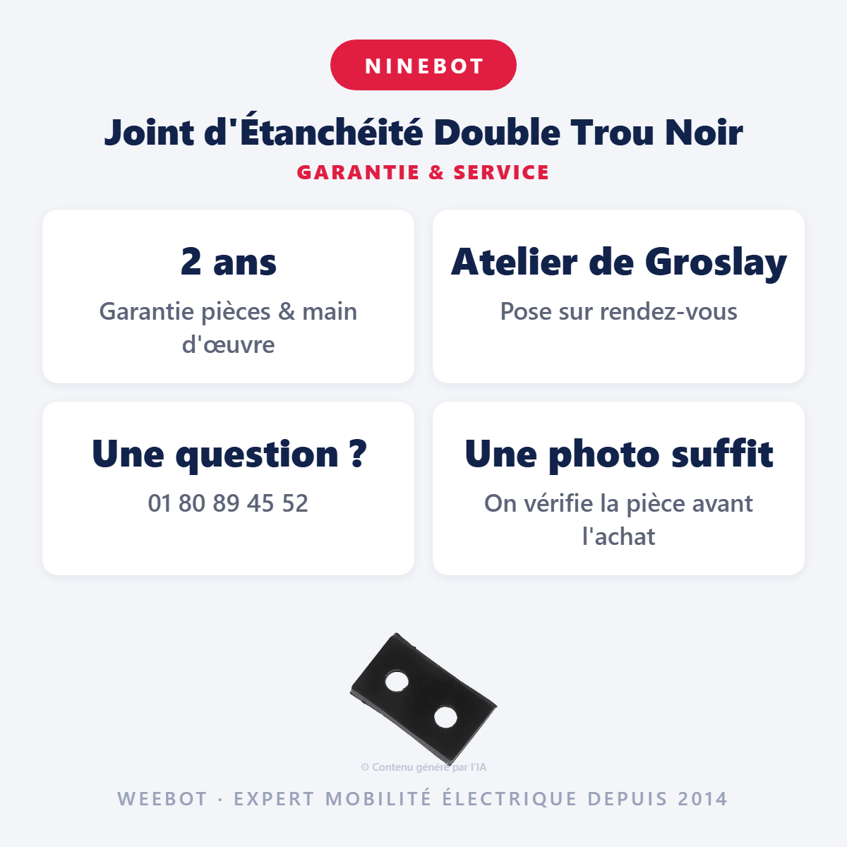 Joint d'Étanchéité Double Trou Noir : garantie 2 ans et service après-vente