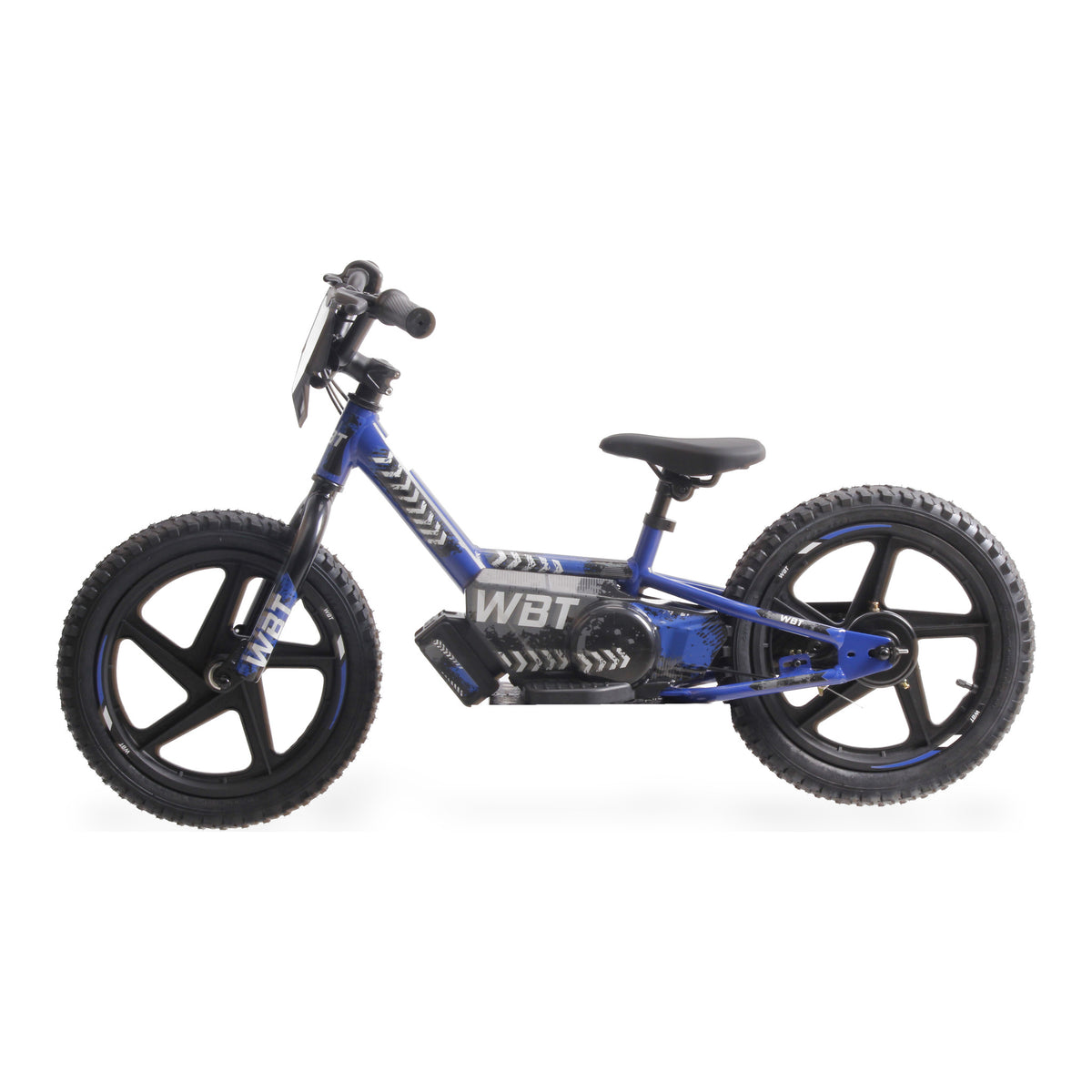 Draisienne électrique enfant WBT Kick 16 pouces bleue de profil