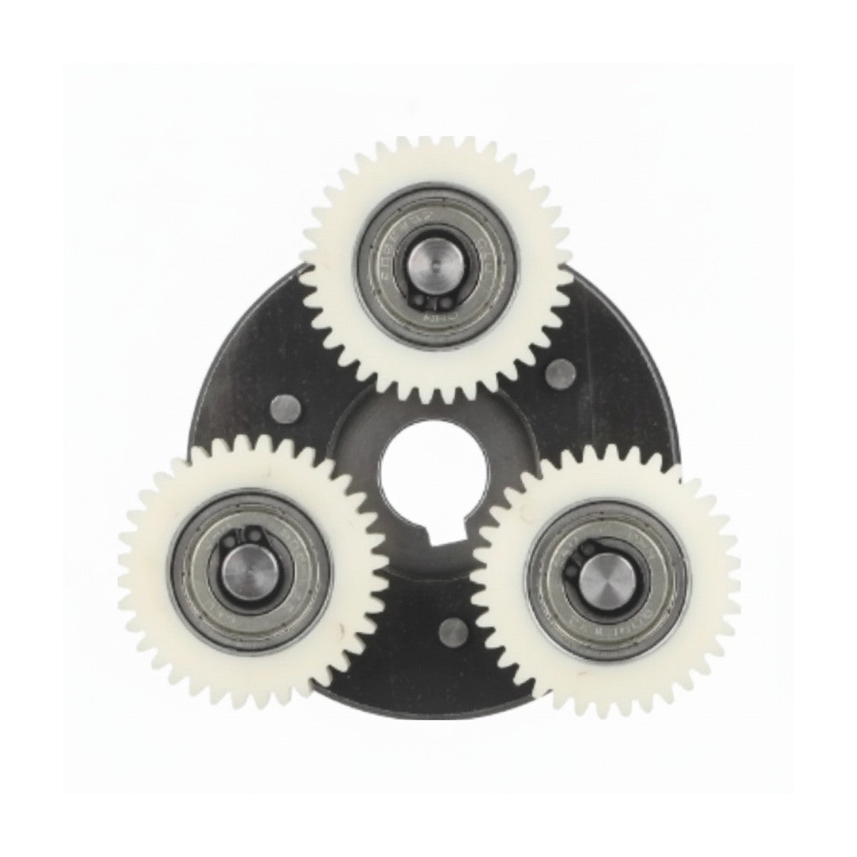 Kit d'embrayage moteur 88 mm avec trois pignons en nylon blanc à 36 dents vu de dessus