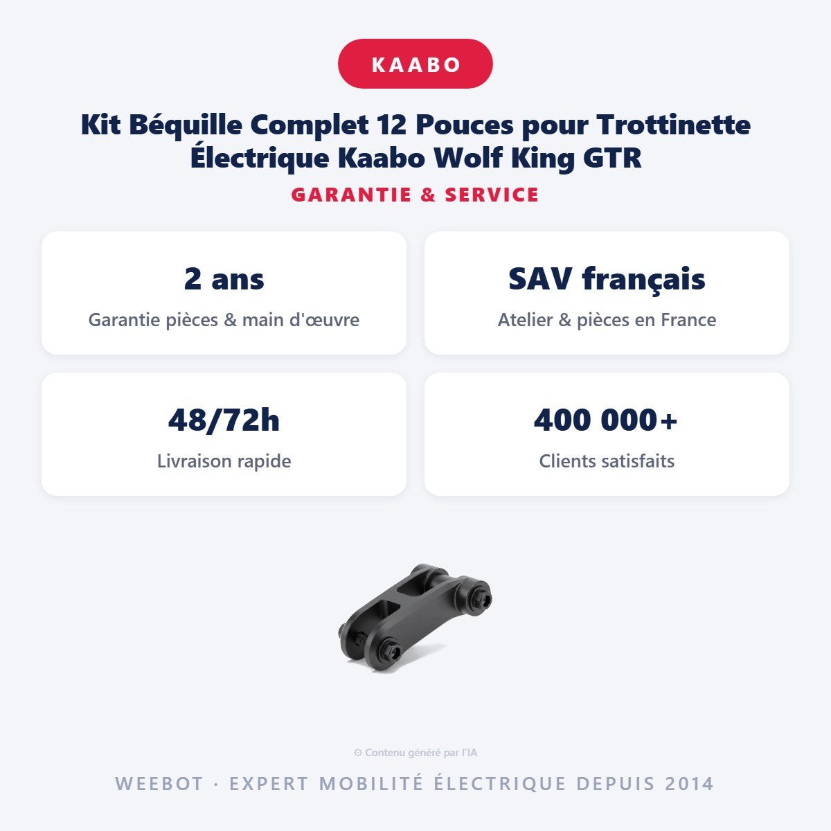 Kit Béquille Complet 12 Pouces pour Trottinette Électrique Kaabo Wolf King GTR - Weebot