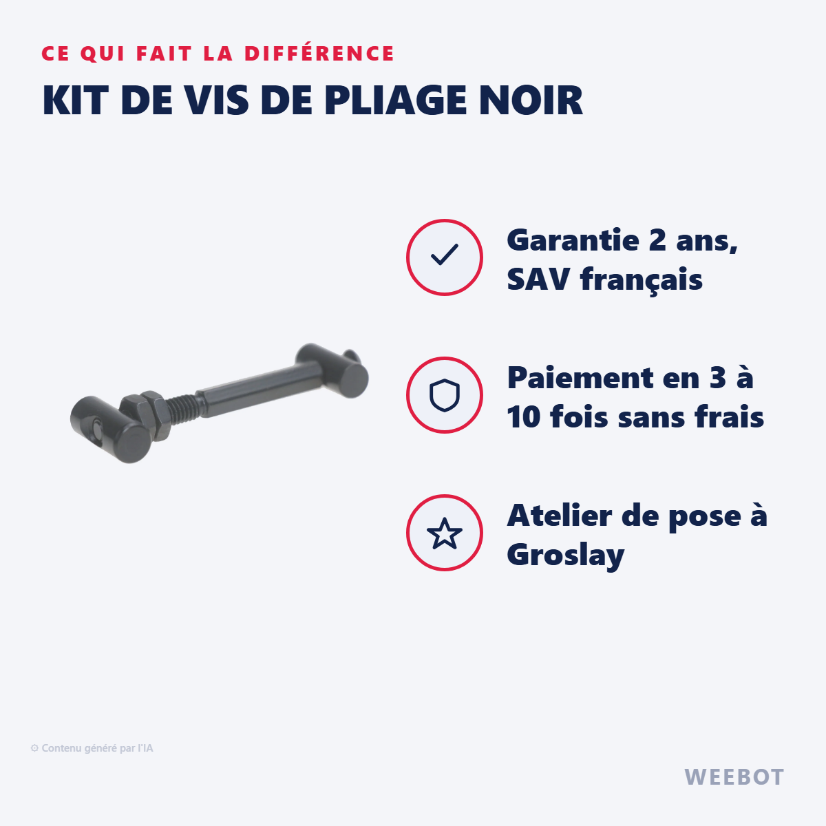 Kit de Vis de Pliage Noir : les points forts