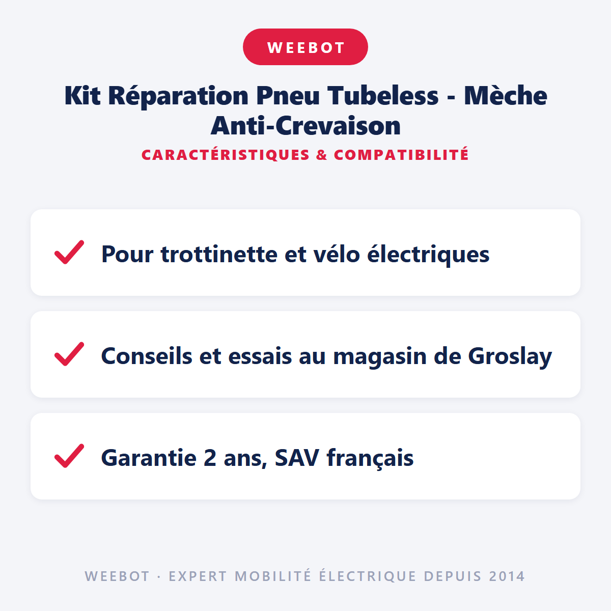 Kit Réparation Pneu Tubeless - Mèche Anti-Crevaison : caractéristiques et compatibilité