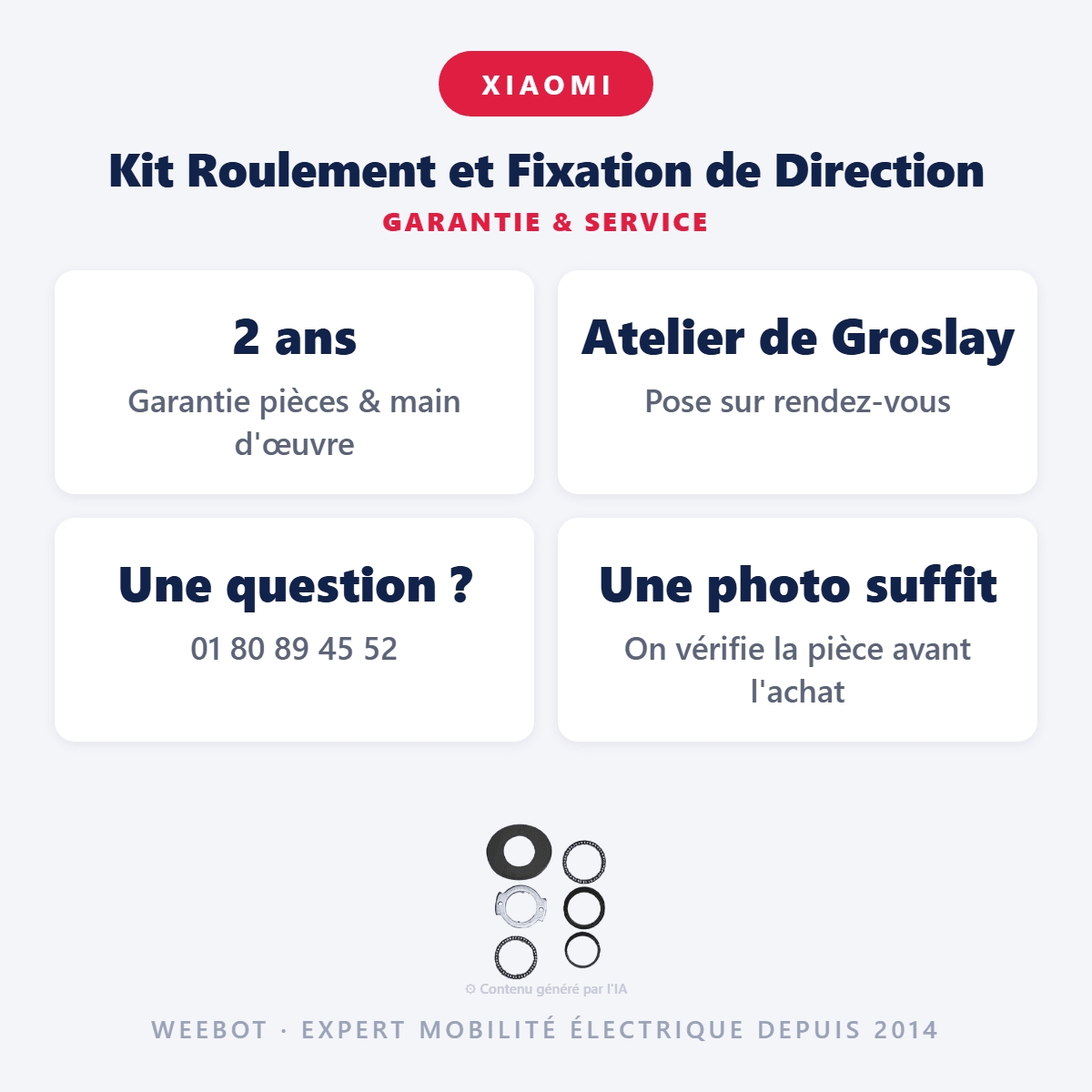 Kit Roulement et Fixation de Direction Pour Trottinette Électrique Xiaomi M365 & M365 Pro - Weebot