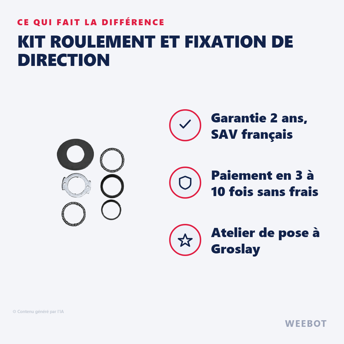 Kit Roulement et Fixation de Direction Pour Trottinette Électrique Xiaomi M365 & M365 Pro - Weebot