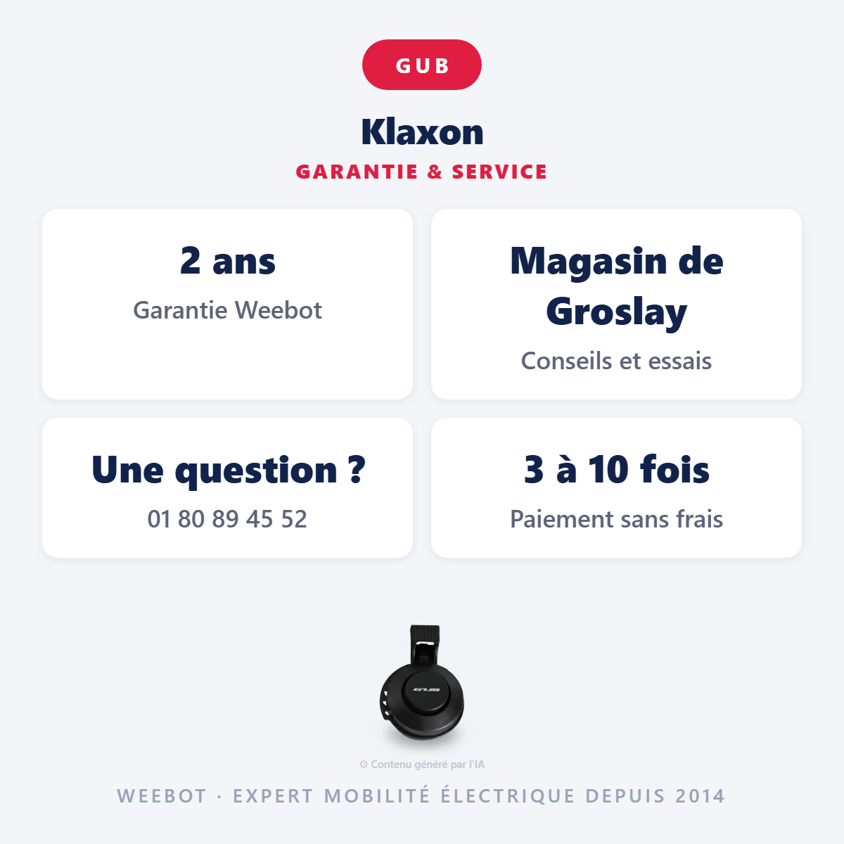 Klaxon : garantie 2 ans et service après-vente