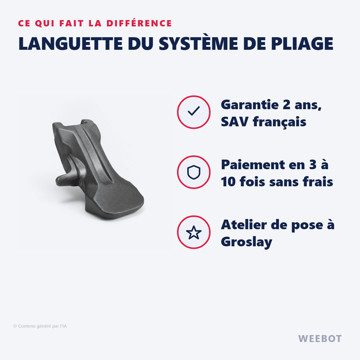Languette du Système de Pliage pour Trottinette Electrique Teverun Fighter Mini - Weebot