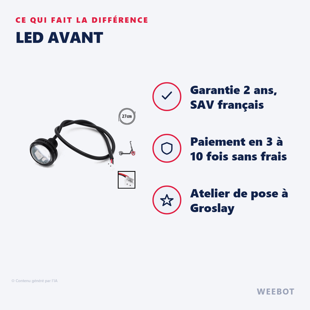 LED Avant pour Trottinette Électrique Dualtron Thunder 3 - Weebot