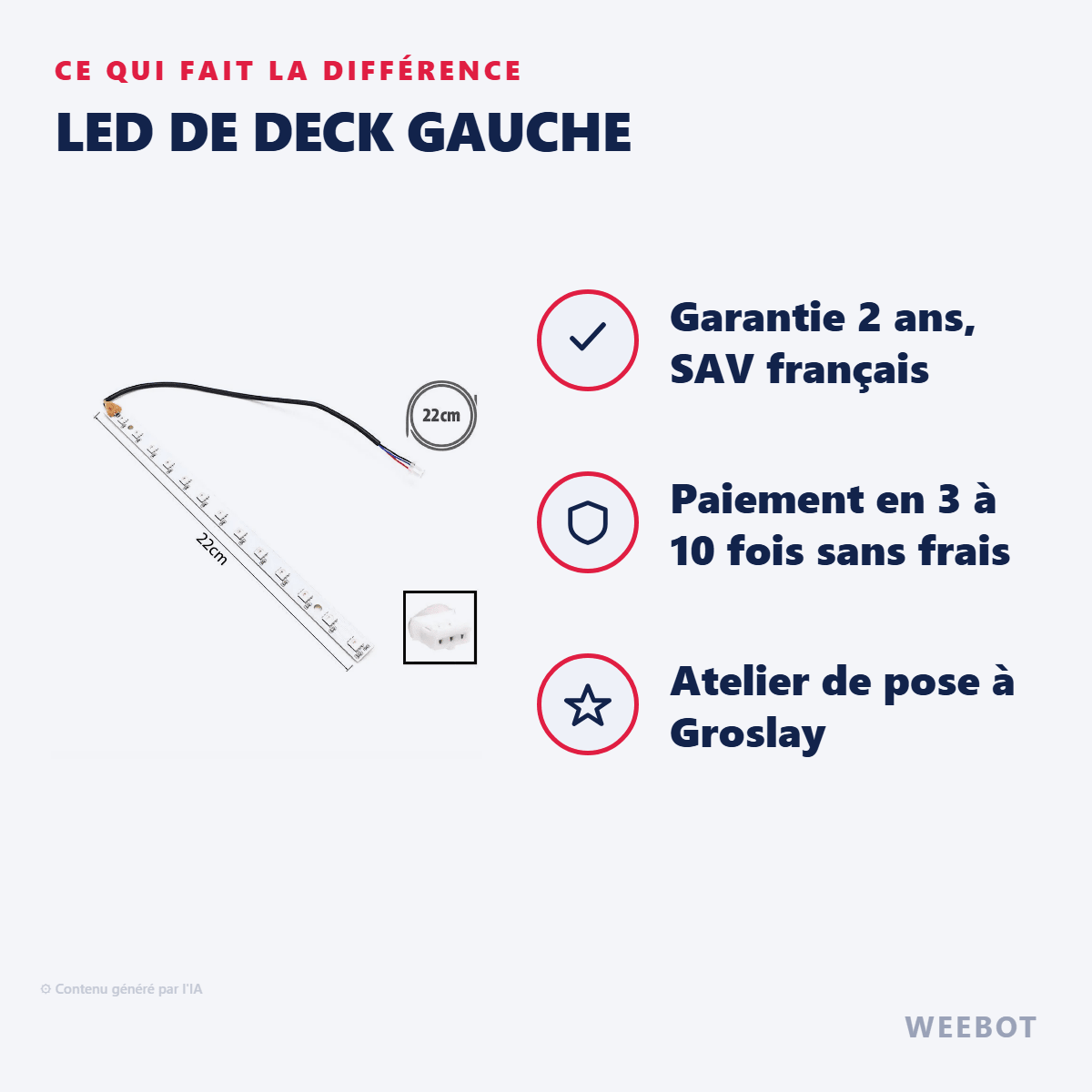 LED de Deck Gauche pour Trottinette Électrique Dualtron Thunder 2 / Victor / Storm - Weebot