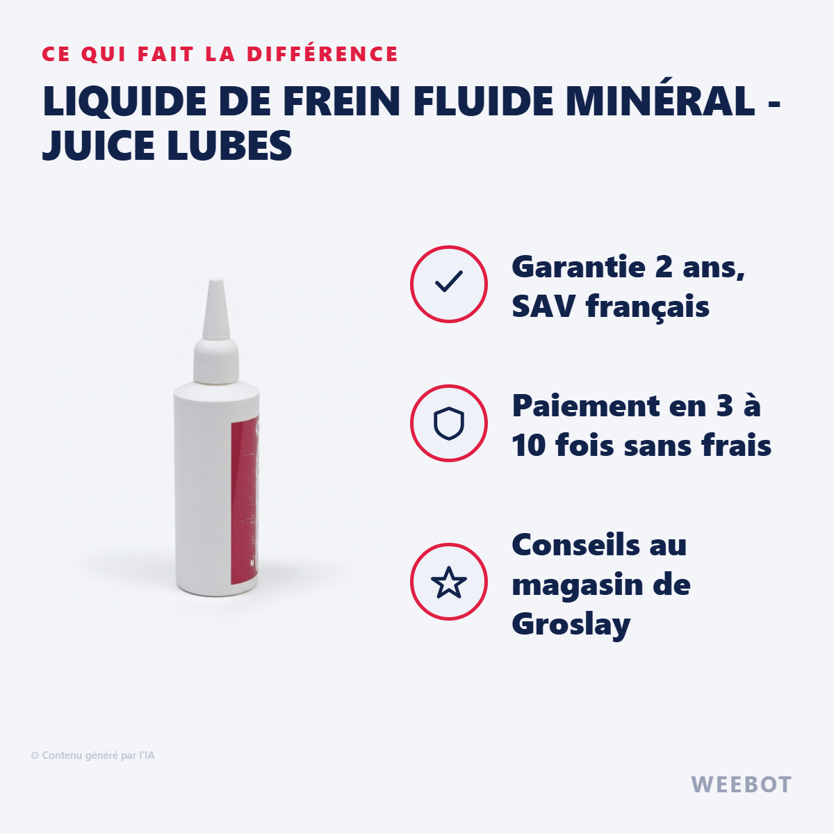 Liquide de frein Fluide Minéral - Juice Lubes : les points forts