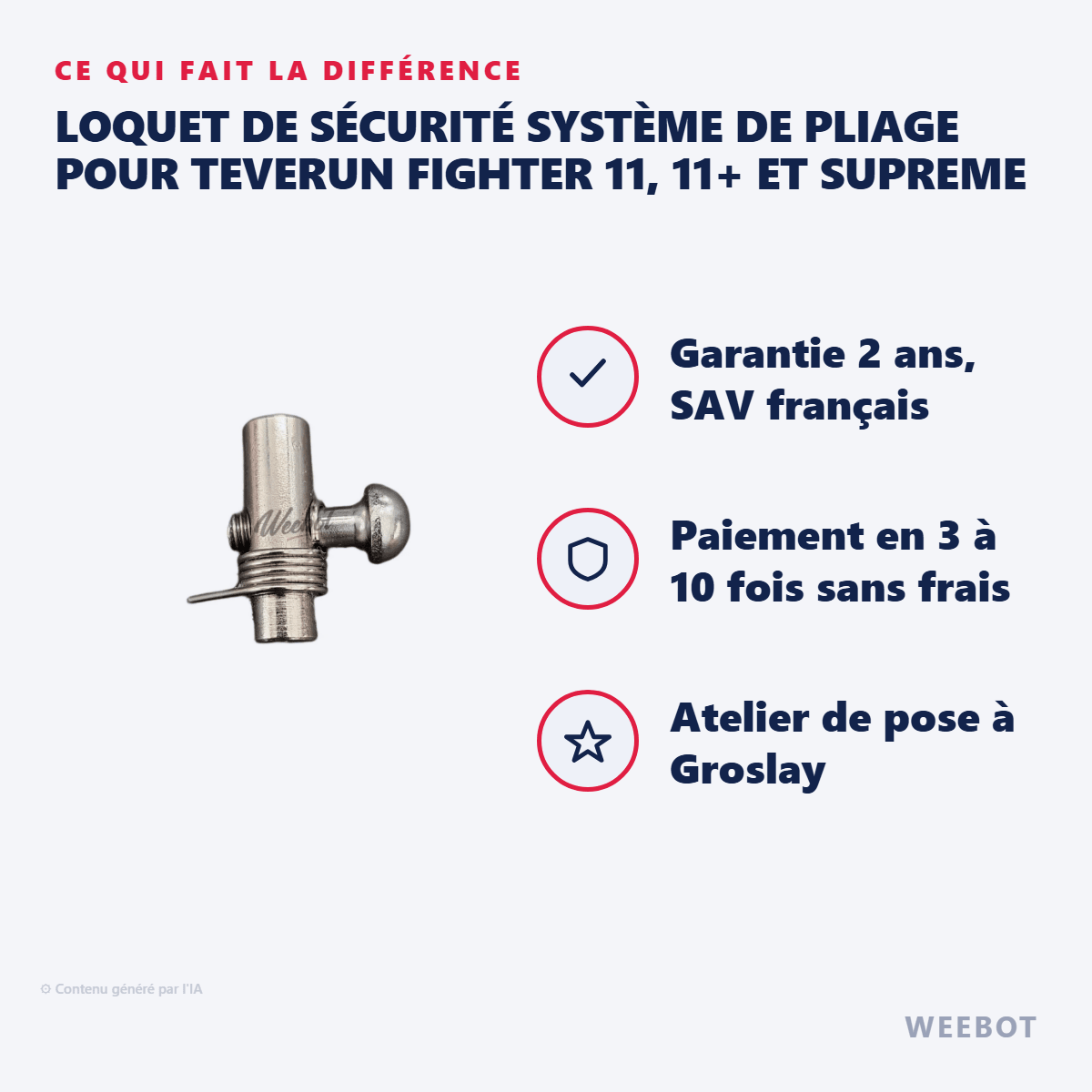 Loquet de Sécurité Système de Pliage pour Teverun Fighter 11, 11+ et Supreme - Weebot