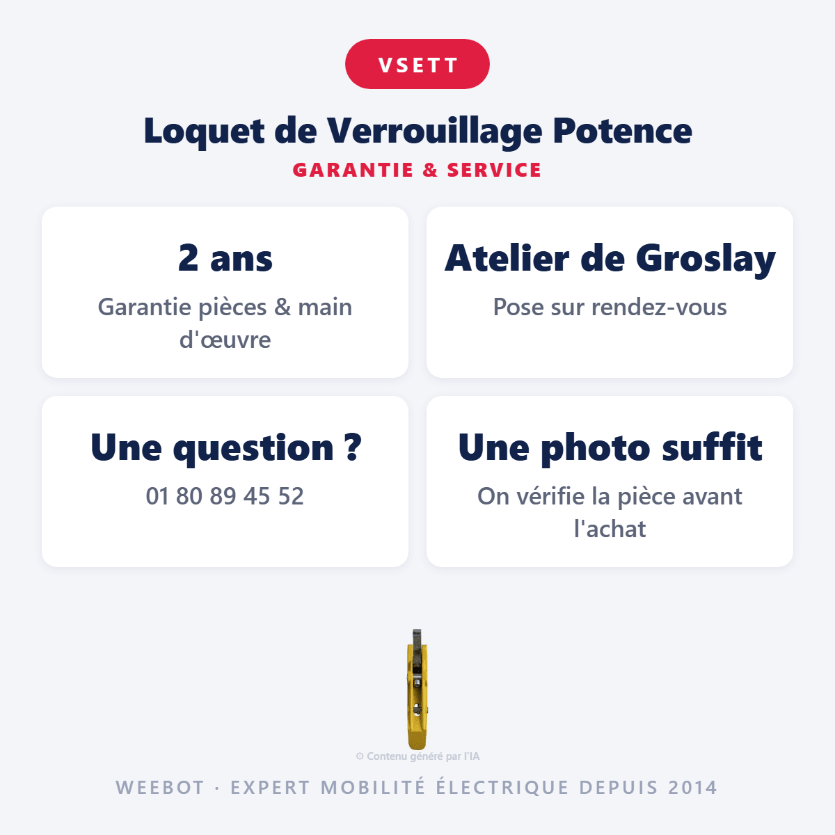 Loquet de Verrouillage Potence pour Trottinette Électrique Vsett 10+ - Weebot