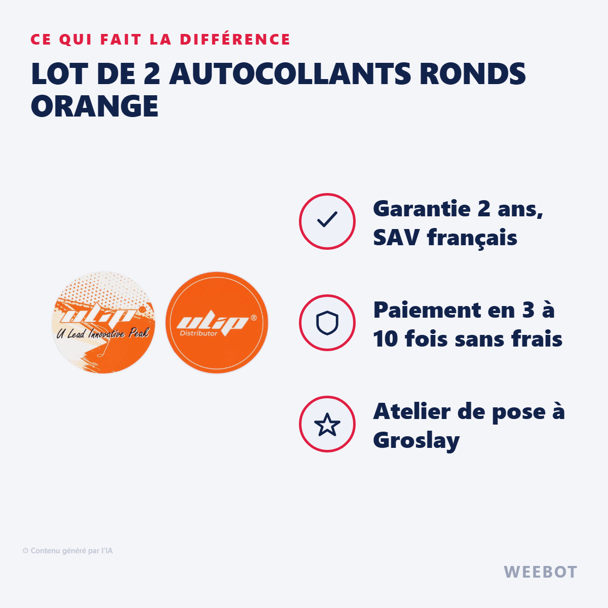 Lot de 2 Autocollants Ronds Orange : les points forts