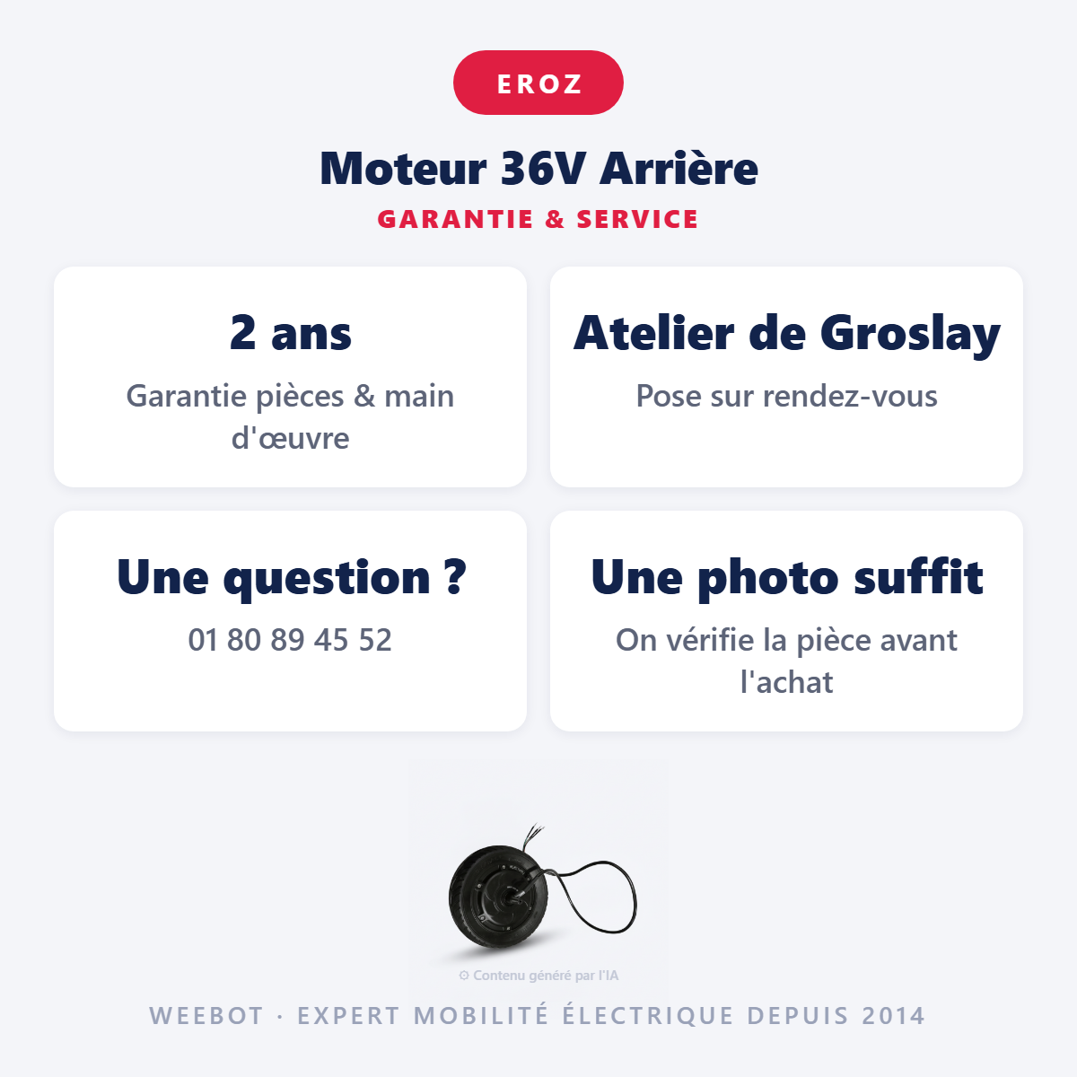 Moteur 36V Arrière : garantie 2 ans et service après-vente