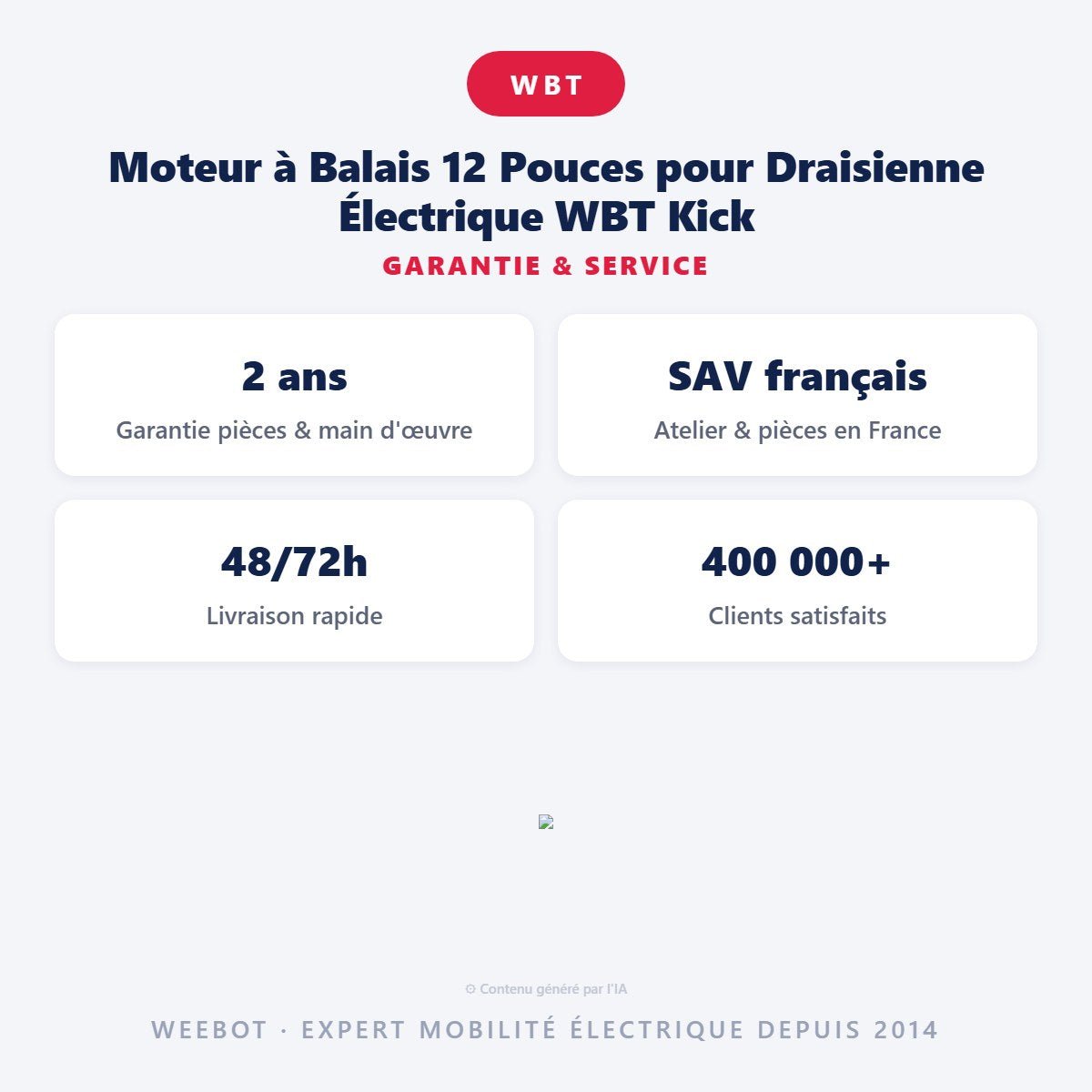Moteur à Balais 12 Pouces pour Draisienne Électrique WBT Kick - Weebot