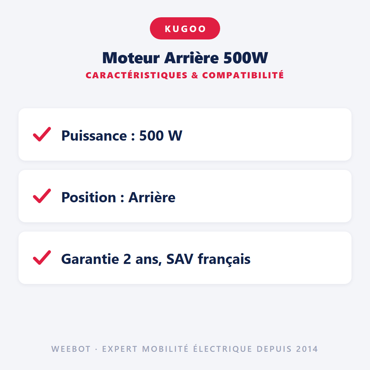 Moteur Arrière 500W pour Trottinette Électrique Kugoo M4 - Weebot