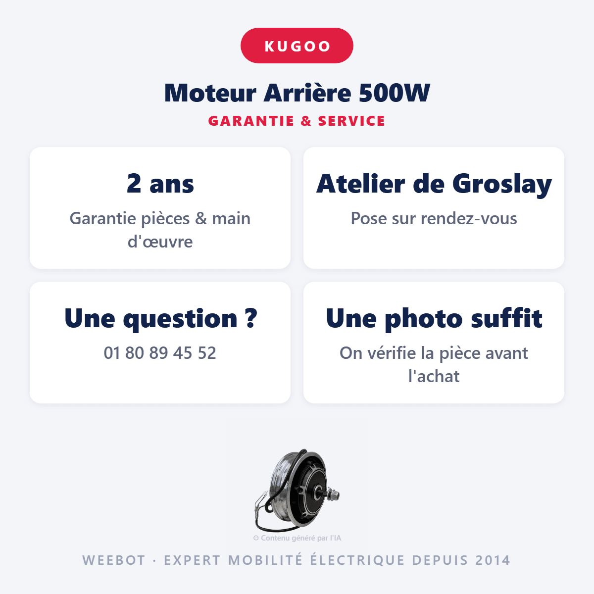 Moteur Arrière 500W pour Trottinette Électrique Kugoo M4 - Weebot