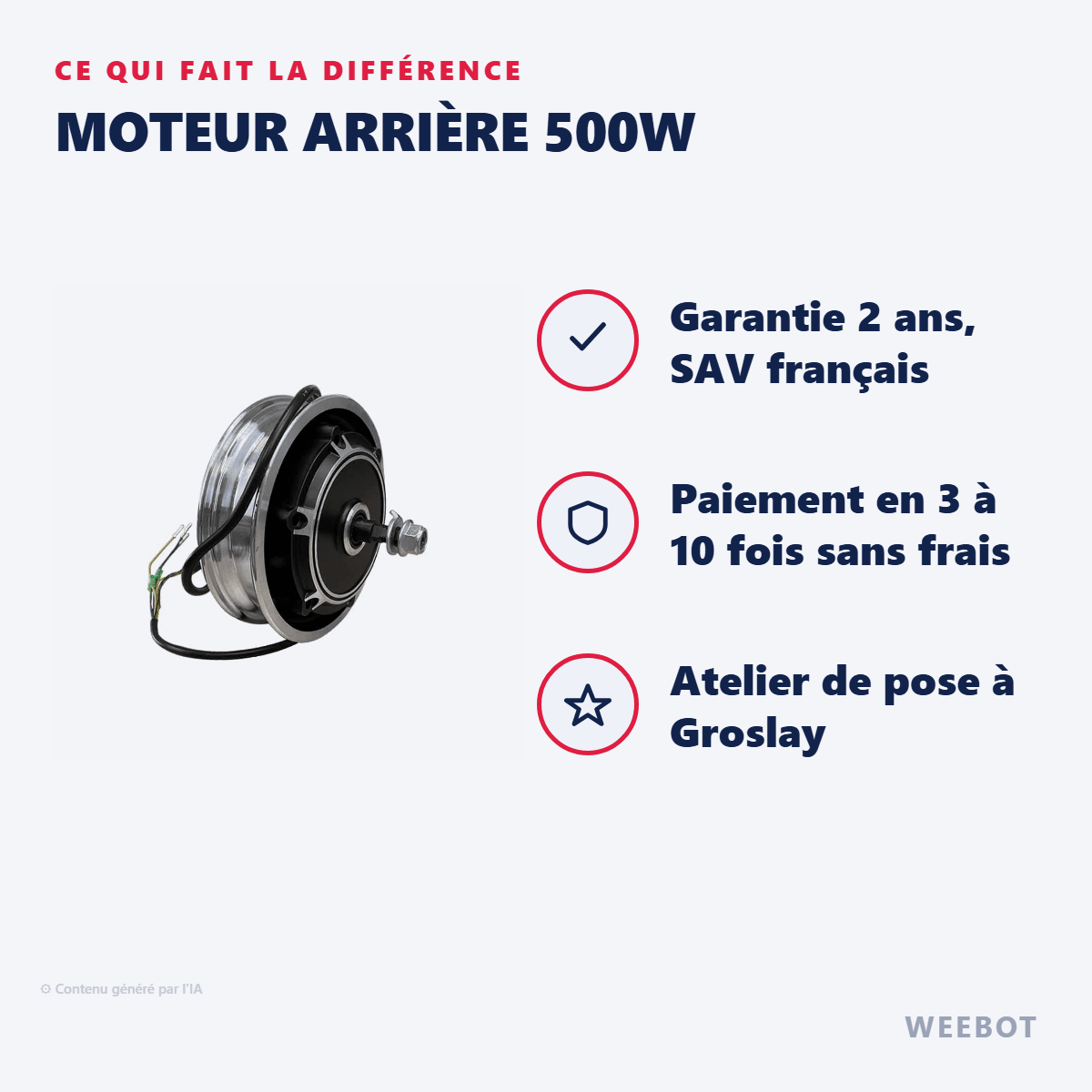 Moteur Arrière 500W pour Trottinette Électrique Kugoo M4 - Weebot