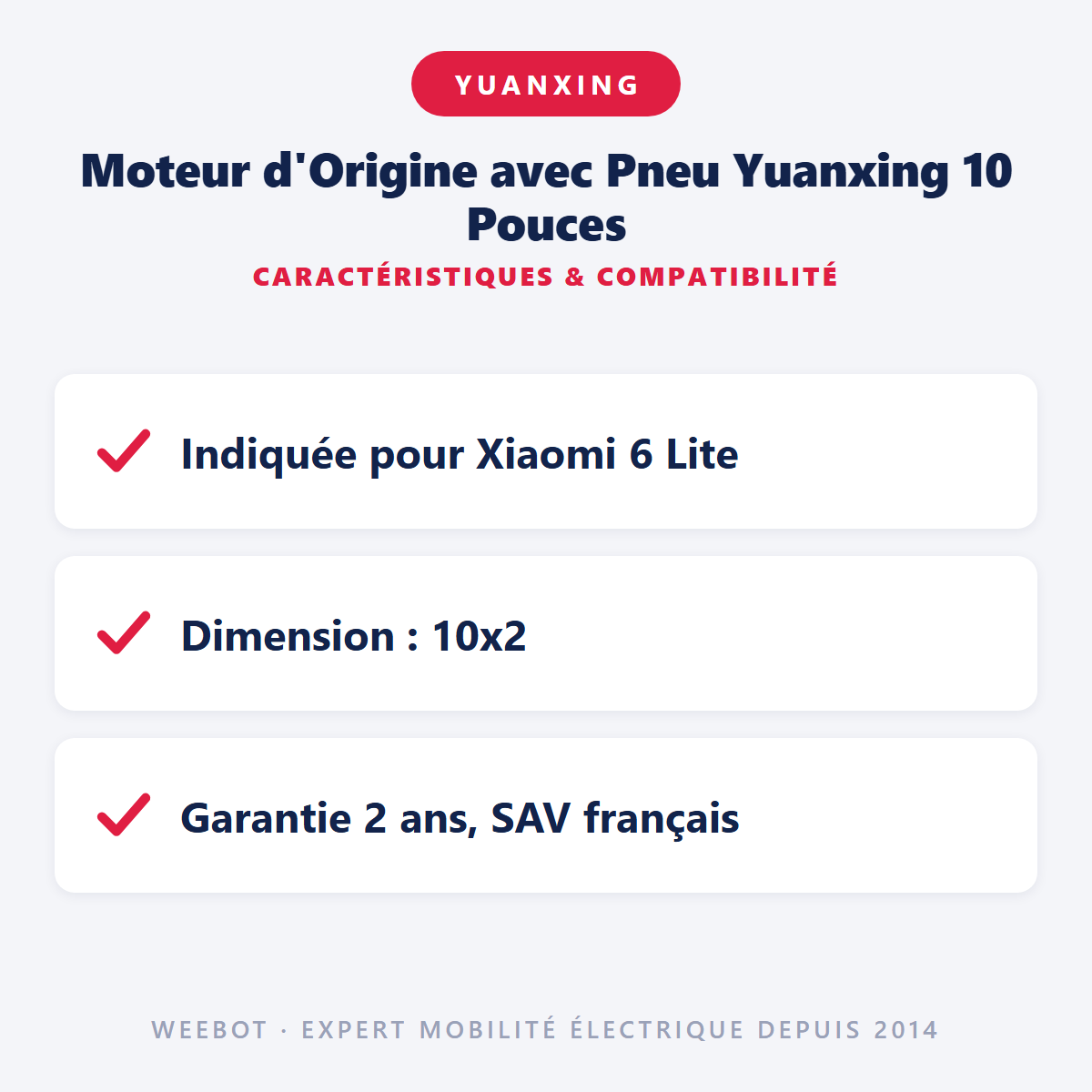 Moteur d'Origine avec Pneu Yuanxing 10 Pouces : caractéristiques et compatibilité