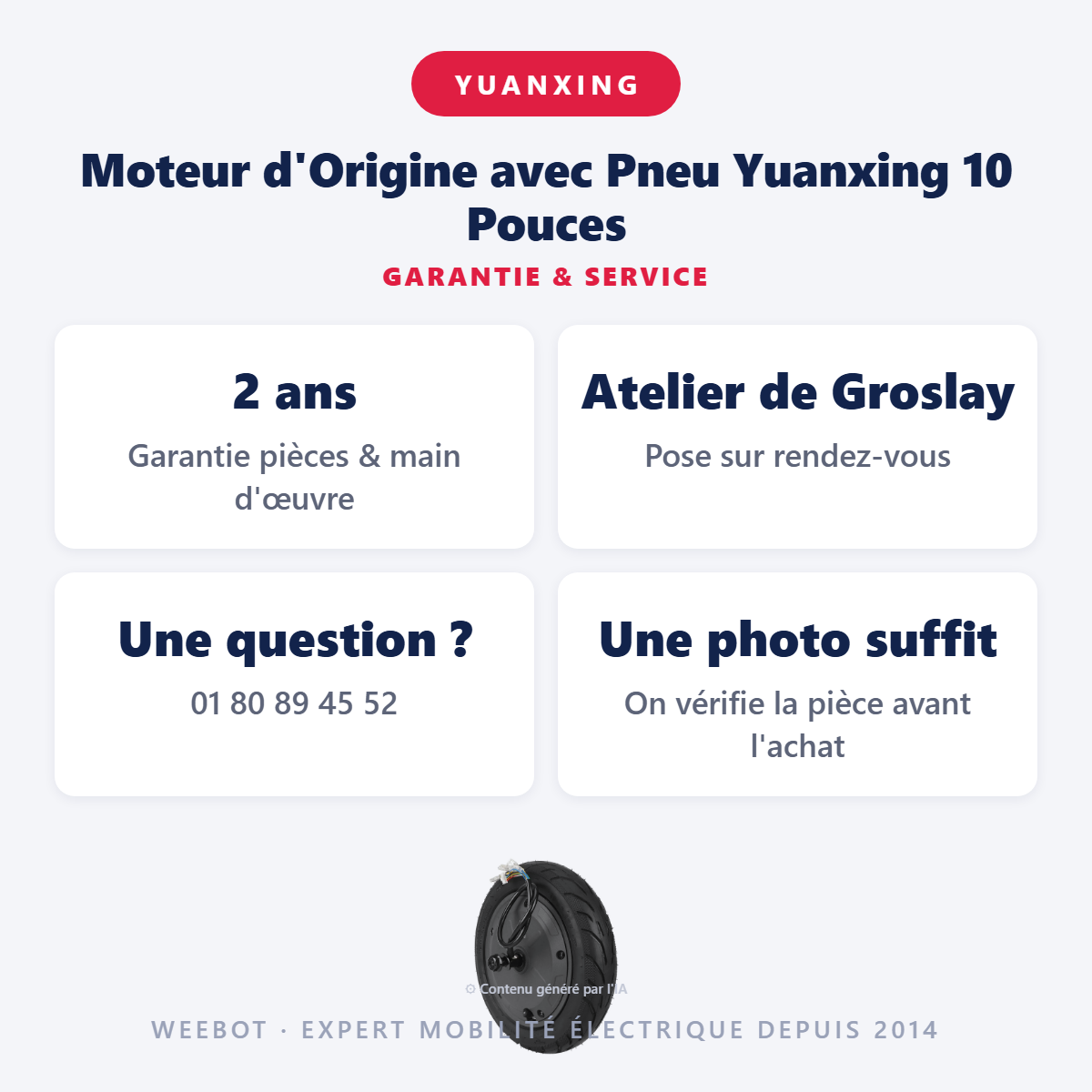 Moteur d'Origine avec Pneu Yuanxing 10 Pouces : garantie 2 ans et service après-vente