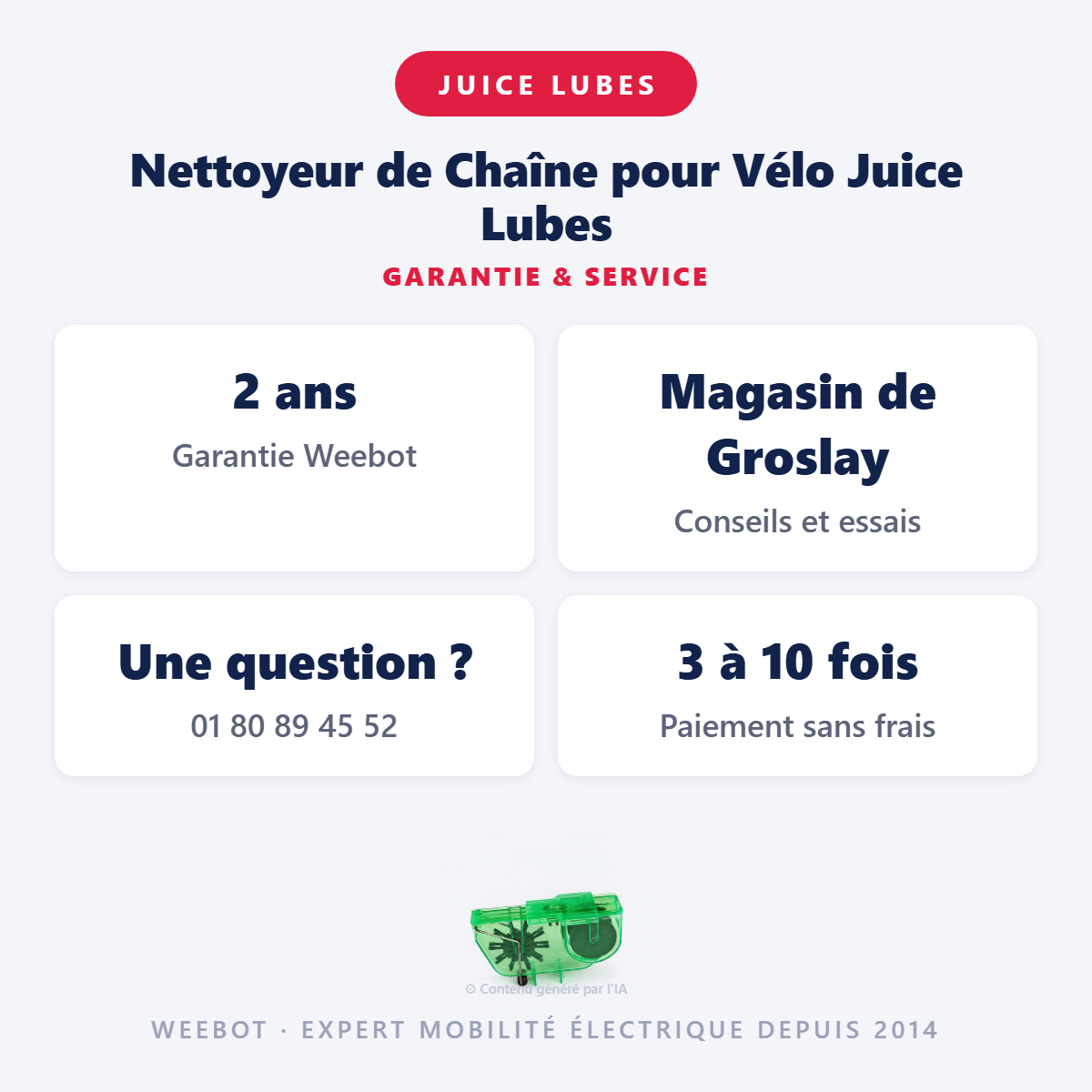 Nettoyeur de Chaîne pour Vélo Juice Lubes : garantie 2 ans et service après-vente