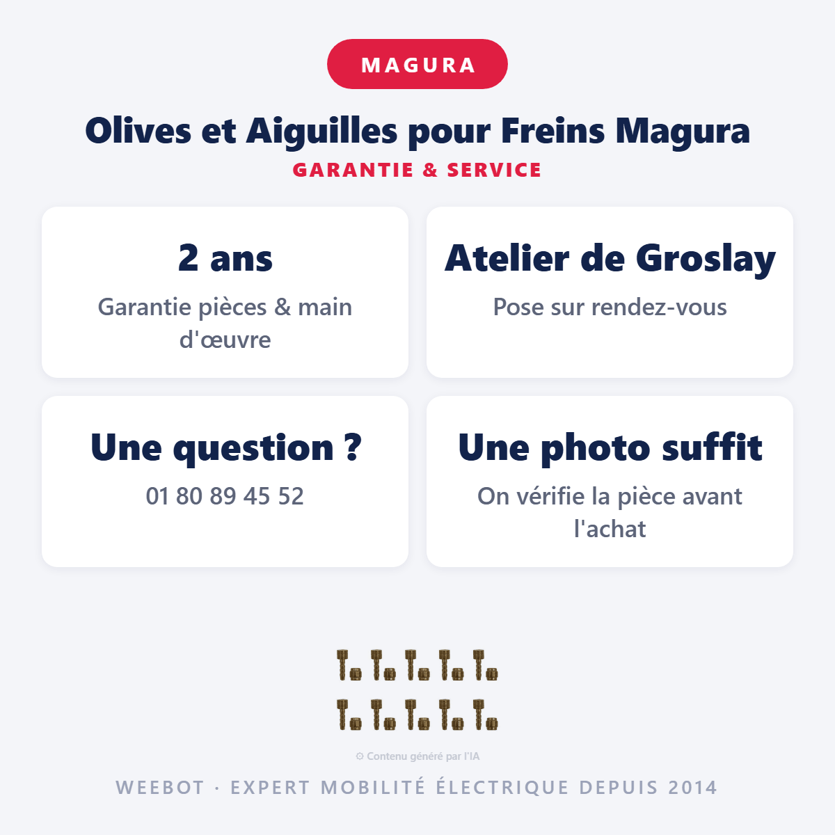 Olives et Aiguilles pour Freins Magura (x10 sets) pour Trottinette Électrique - Weebot