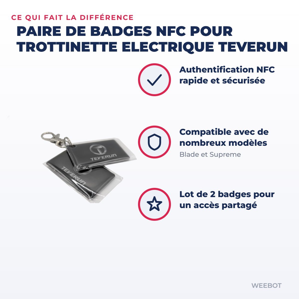 Paire de Badges NFC pour Trottinette Electrique Teverun - Weebot