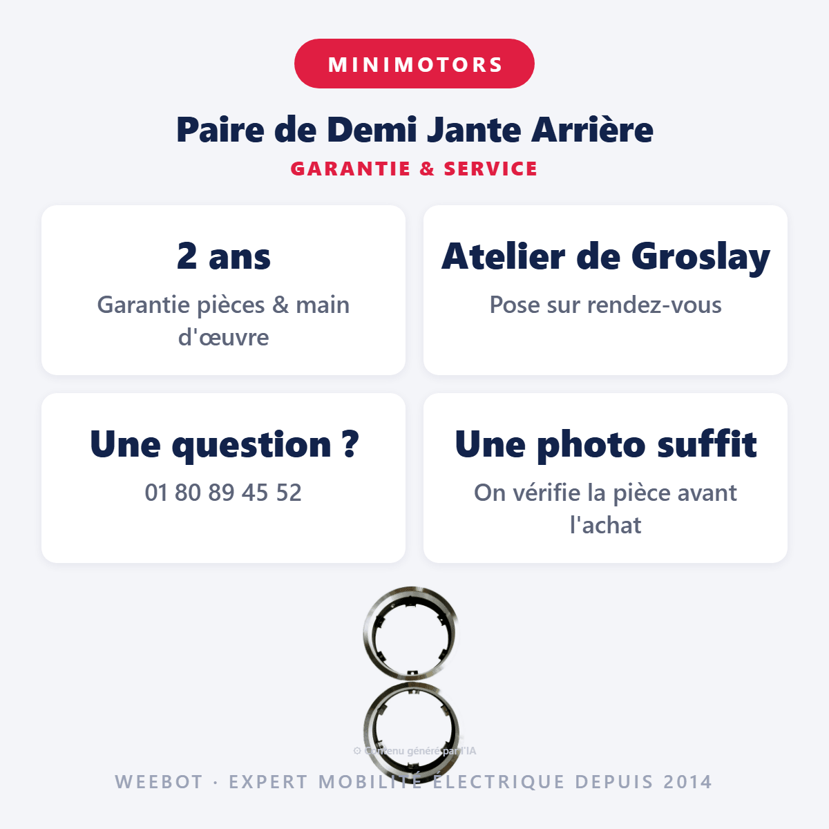 Paire de Demi Jante Arrière pour Trottinette Électrique Dualtron Togo - Weebot