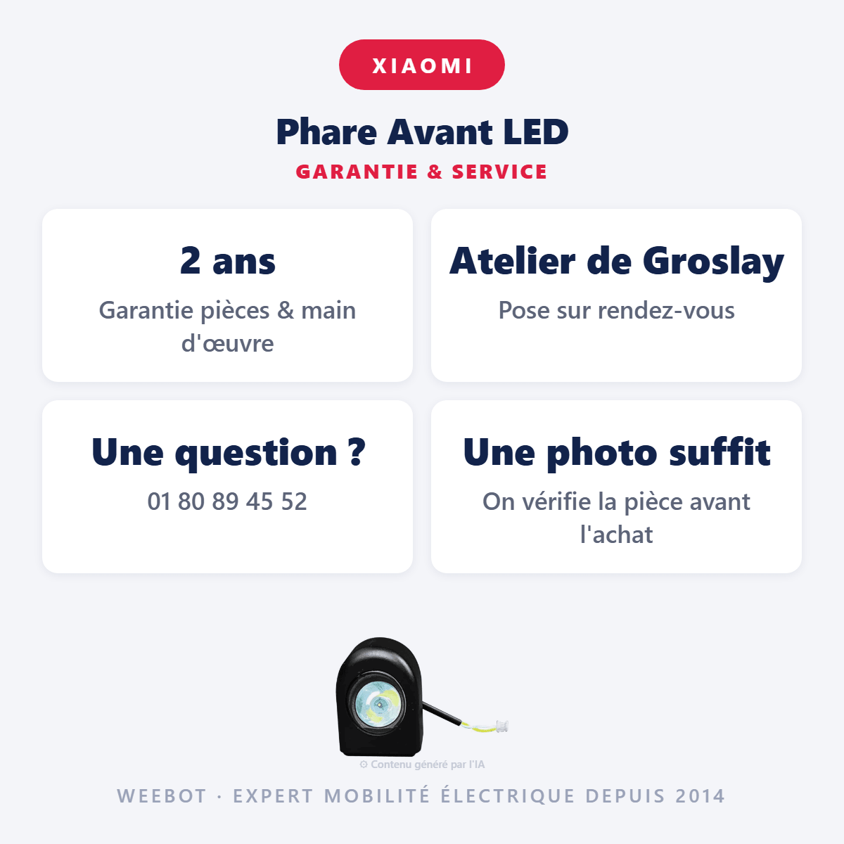Phare Avant LED pour Trottinette Électrique Xiaomi M365 / M365 Pro - Weebot