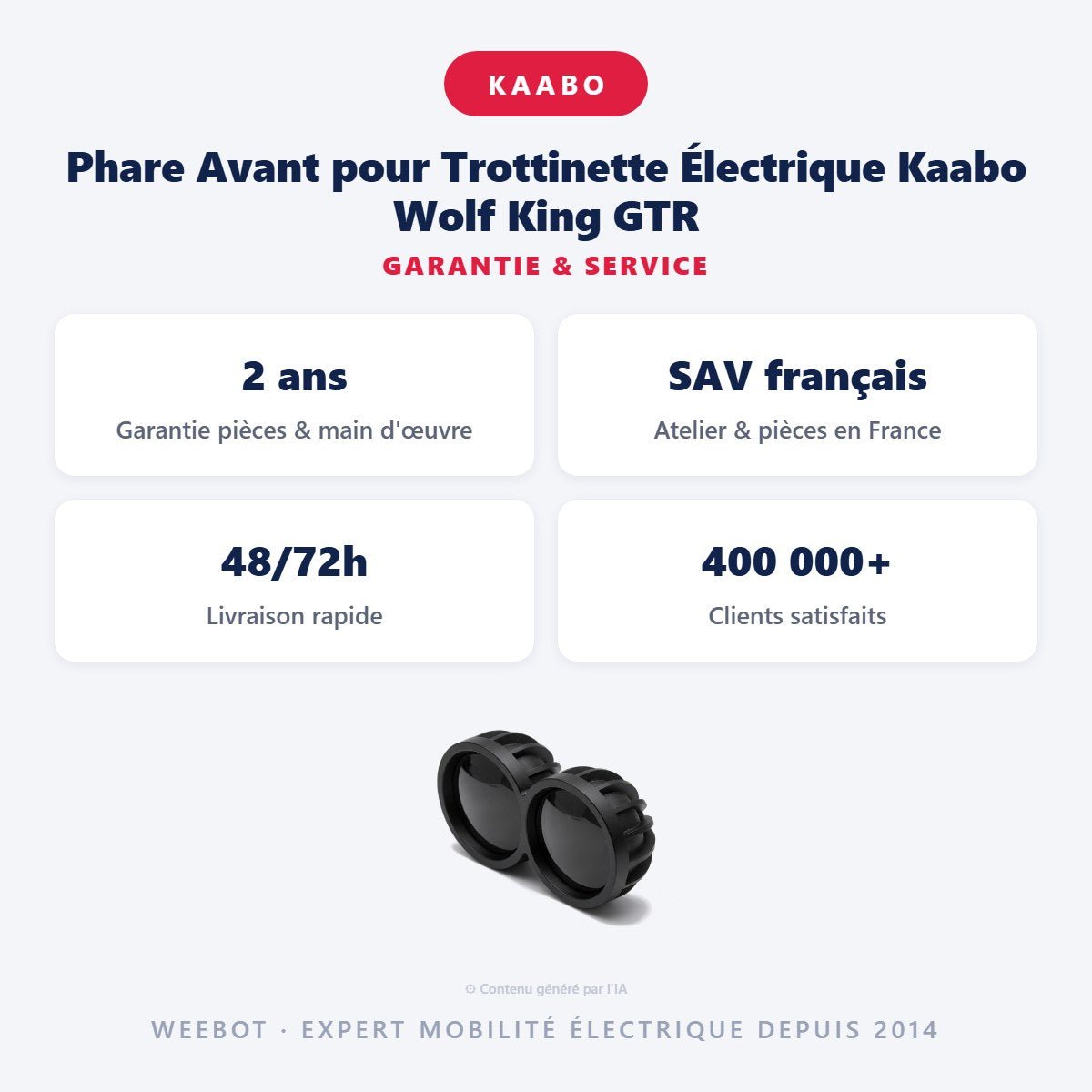 Phare Avant pour Trottinette Électrique Kaabo Wolf King GTR - Weebot