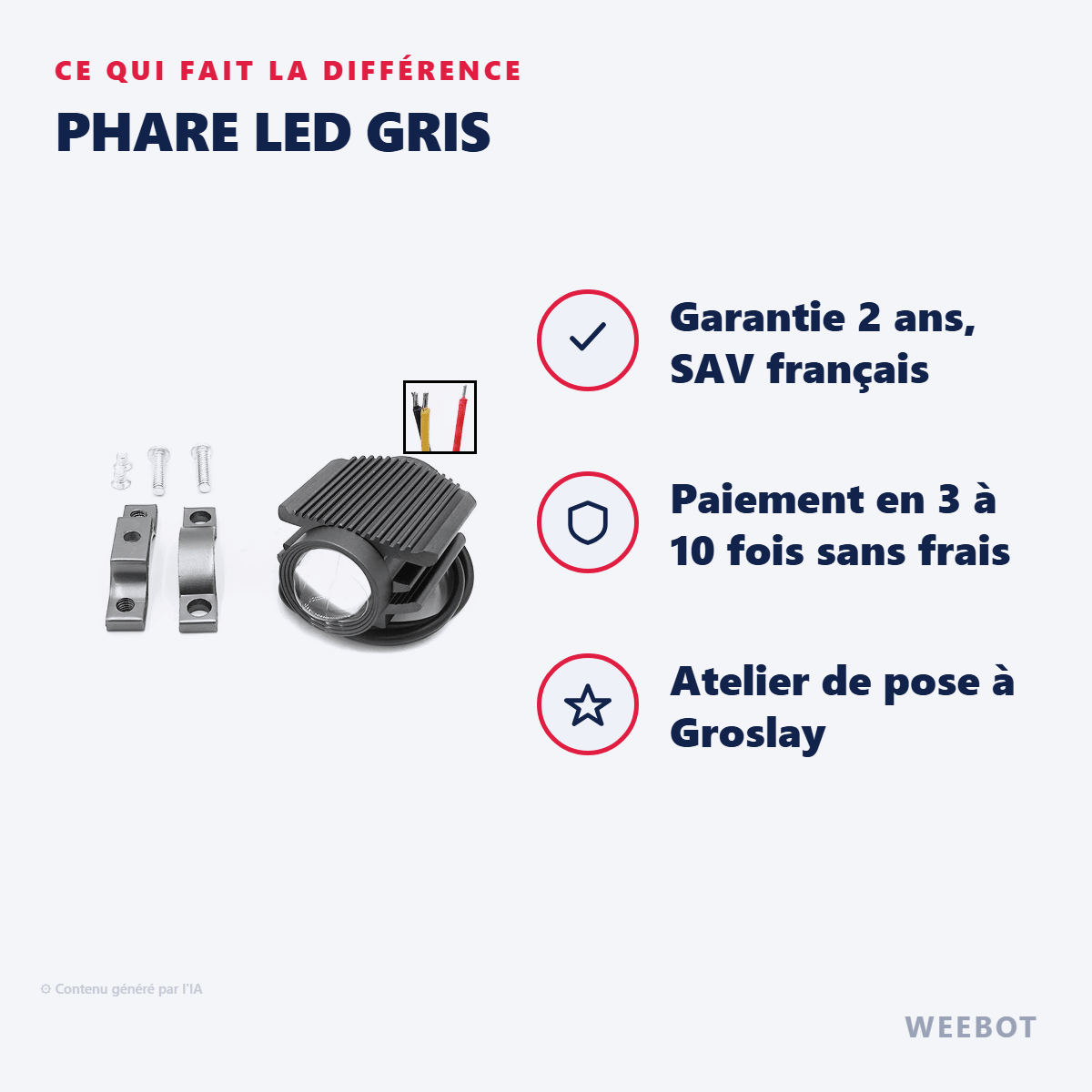 Phare LED Gris pour Trottinette Électrique - Weebot
