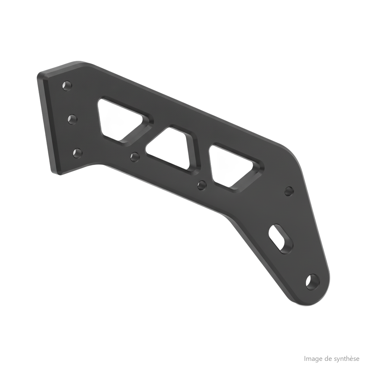 Schéma en vue perspective d'une plaque de potence gauche pour trottinette électrique