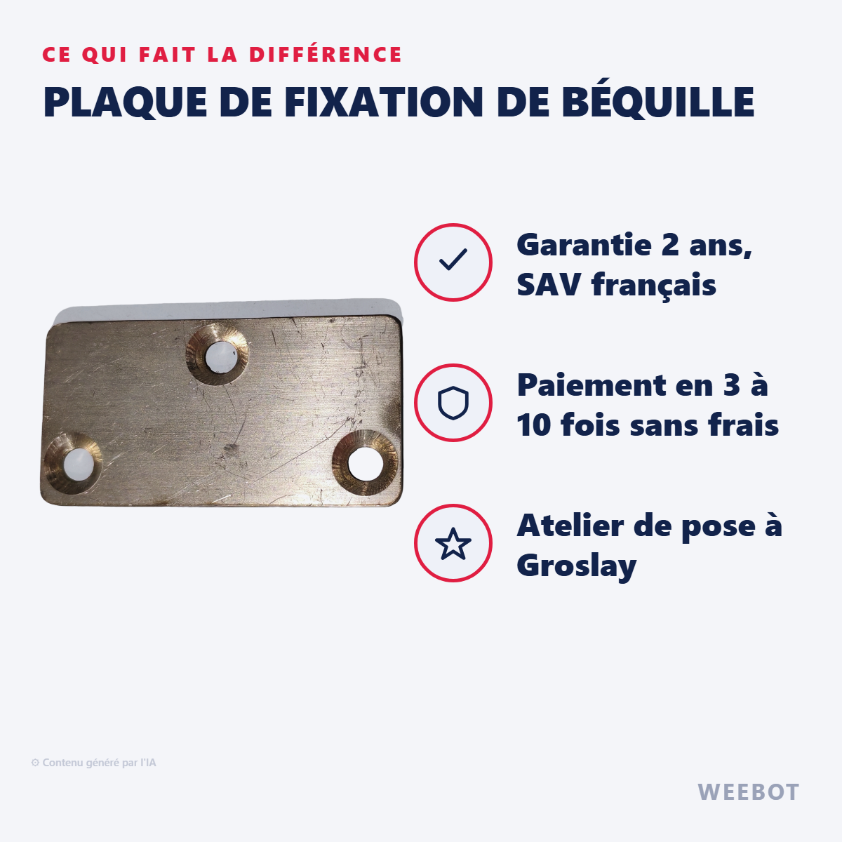 Plaque de Fixation de Béquille : les points forts