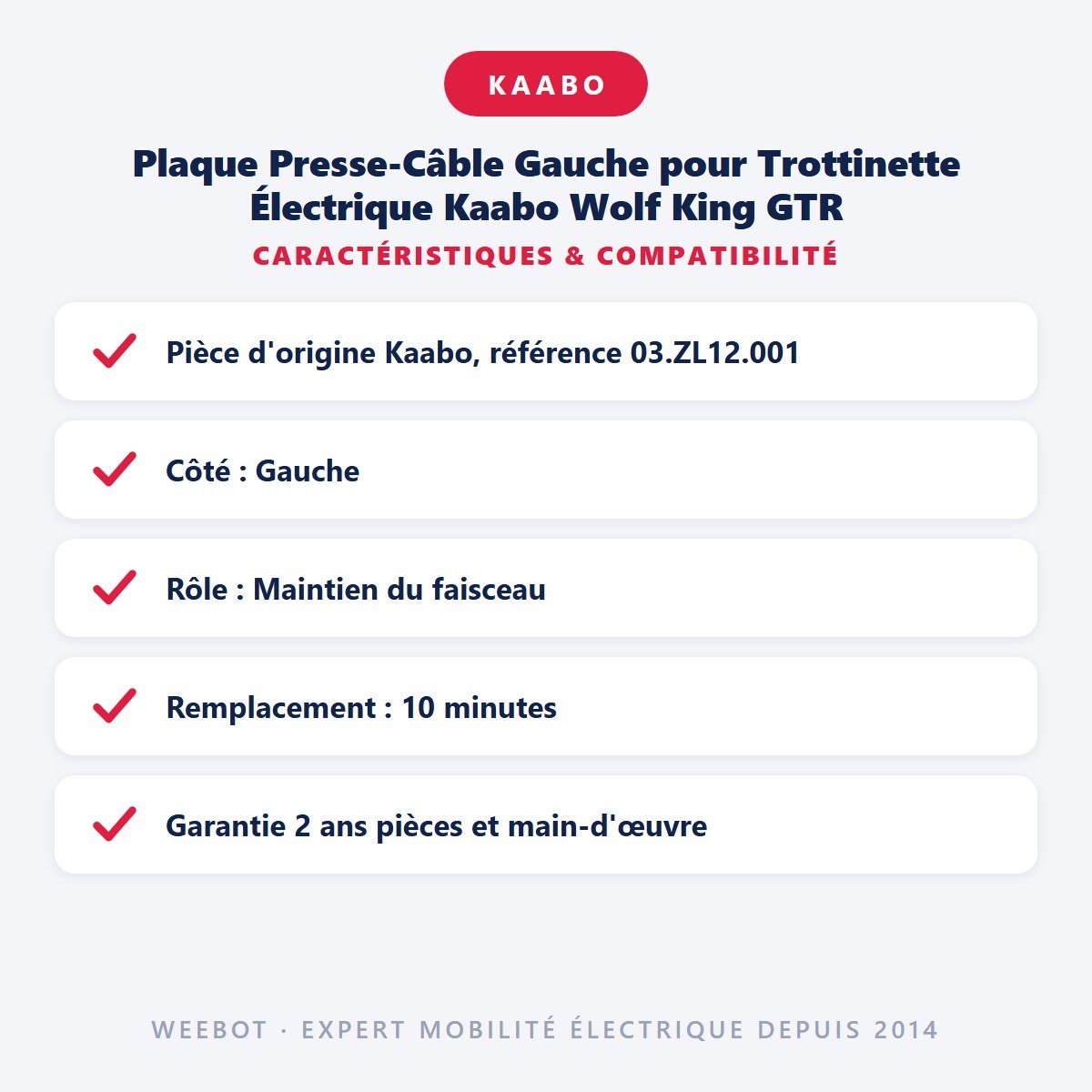 Plaque Presse-Câble Gauche pour Trottinette Électrique Kaabo Wolf King GTR - Weebot