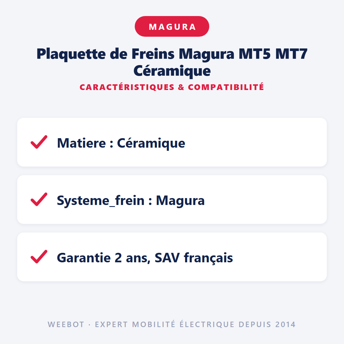 Plaquette de Freins Magura MT5 MT7 Céramique pour Trottinette Électrique - Weebot