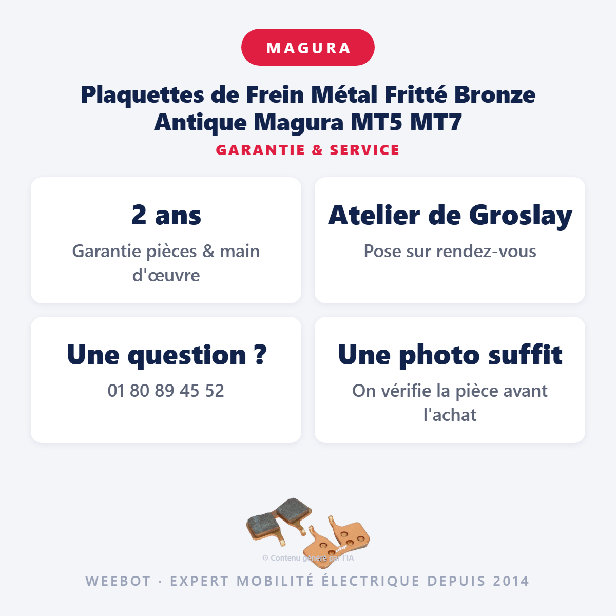 Plaquettes de Frein Métal Fritté Bronze Antique Magura MT5 MT7 : garantie 2 ans et service après-vente