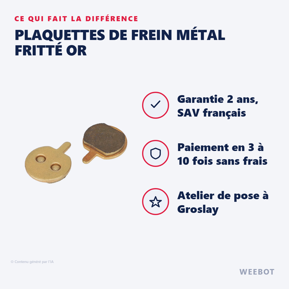 Plaquettes de Frein Métal Fritté Or : les points forts