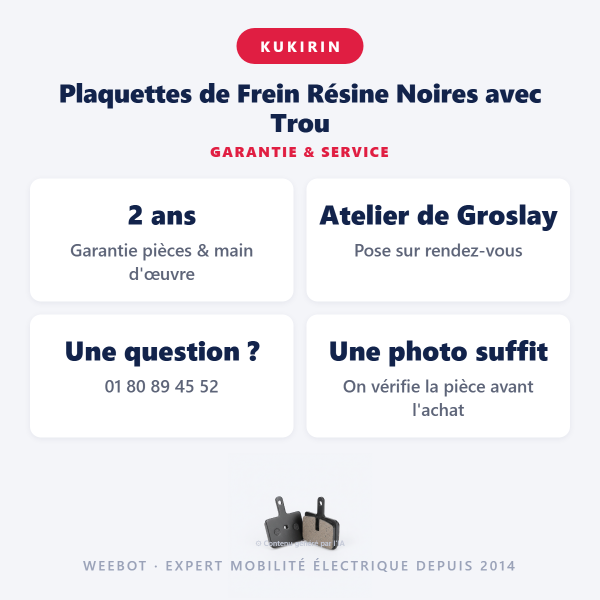 Plaquettes de Frein Résine Noires avec Trou : garantie 2 ans et service après-vente