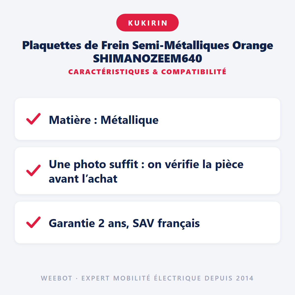 Plaquettes de Frein Semi-Métalliques Orange SHIMANOZEEM640 : caractéristiques et compatibilité