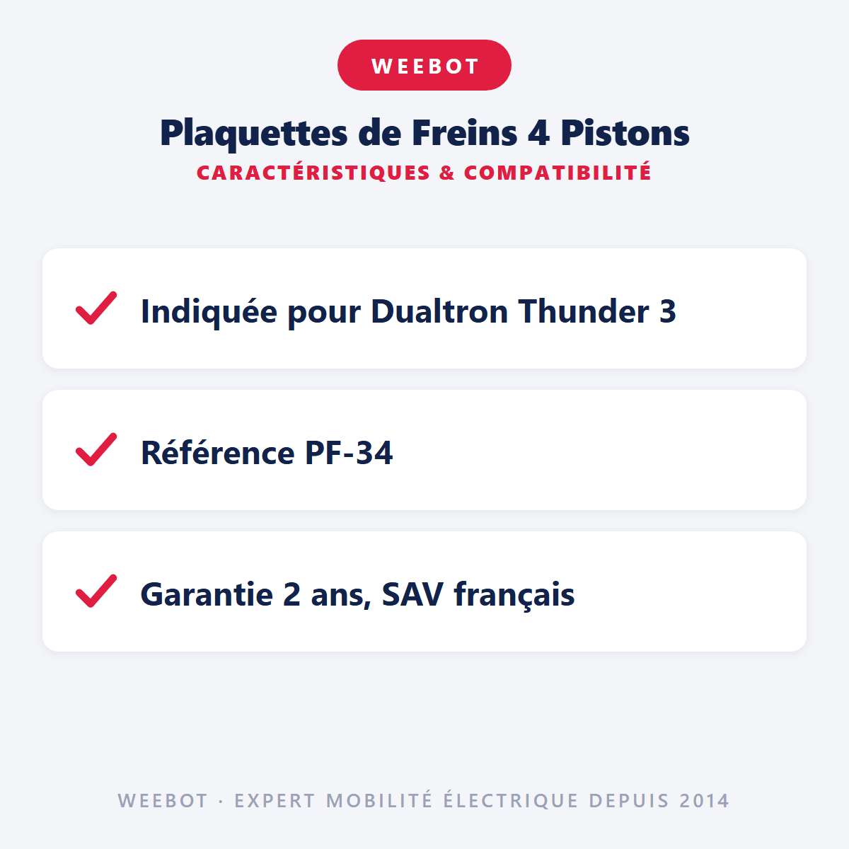 Plaquettes de Freins 4 Pistons pour Trottinette Électrique Thunder 3 Nami - Weebot
